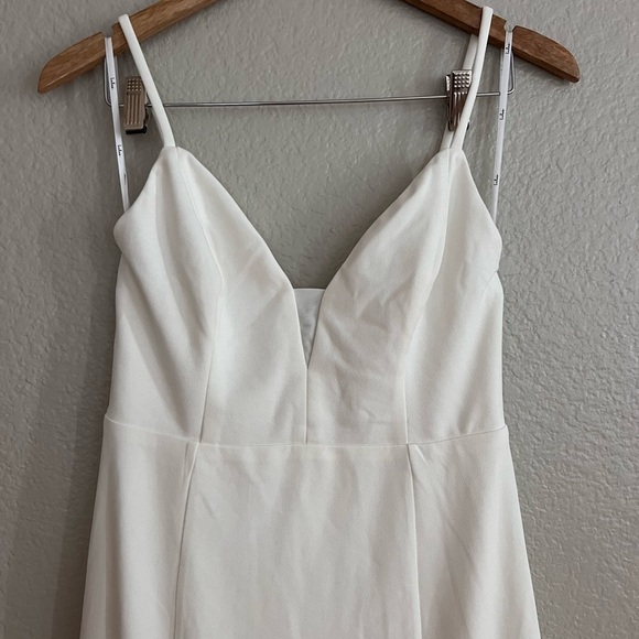 White Plunge Sleeveless Maxi Dress Lulus Wedding Gown M - Picture 7 of 12